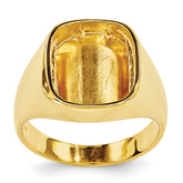 14K Rounded Square Mens Diamond & Onyx Ring Mounting